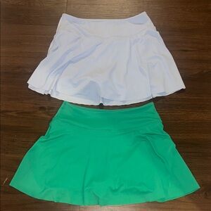 Stylish Green and Light Blue Women's Skirt Set